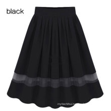 Europe fall black chiffon elastic waist long skirt plus size dress women skirts